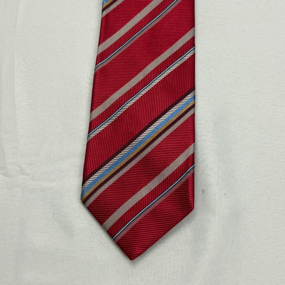 Eton Necktie 59" x 3.25" Red Striped Silk Made in England Business Formal